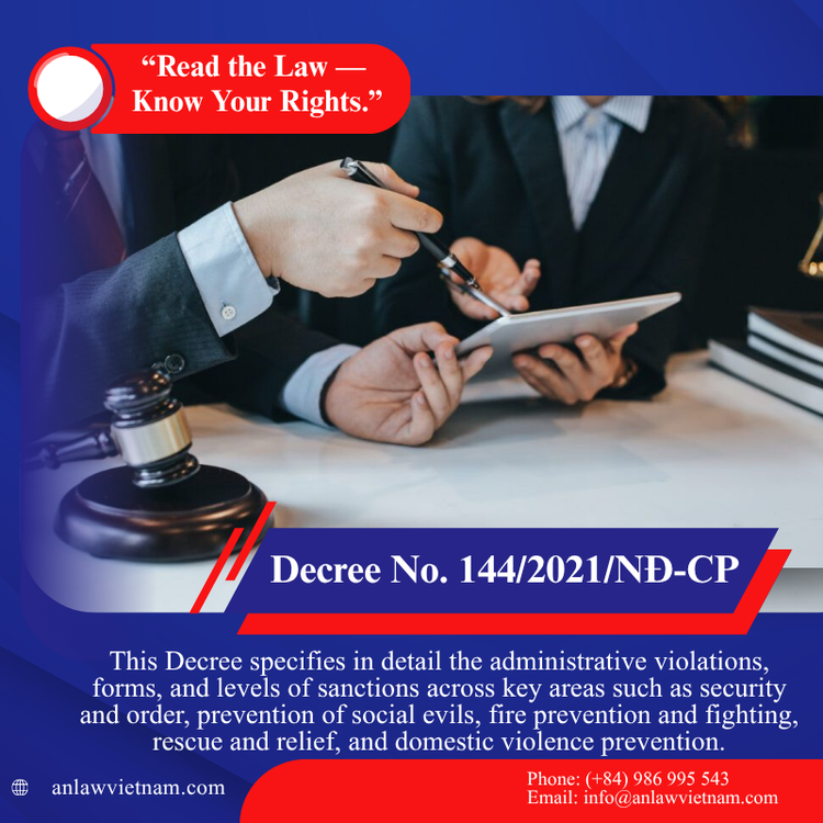 Nghị định 144/2021/NĐ-CP – Quy định xử phạt vi phạm hành chính trong lĩnh vực an ninh, trật tự và xã hội Decree No. 144 2021 NĐ Cp – Administrative Sanctions In The Fields Of Security, Social Order, And Safety
