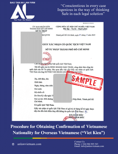 Procedure For Obtaining Confirmation Of Vietnamese Nationality For Overseas Vietnamese (“viet Kieu”)